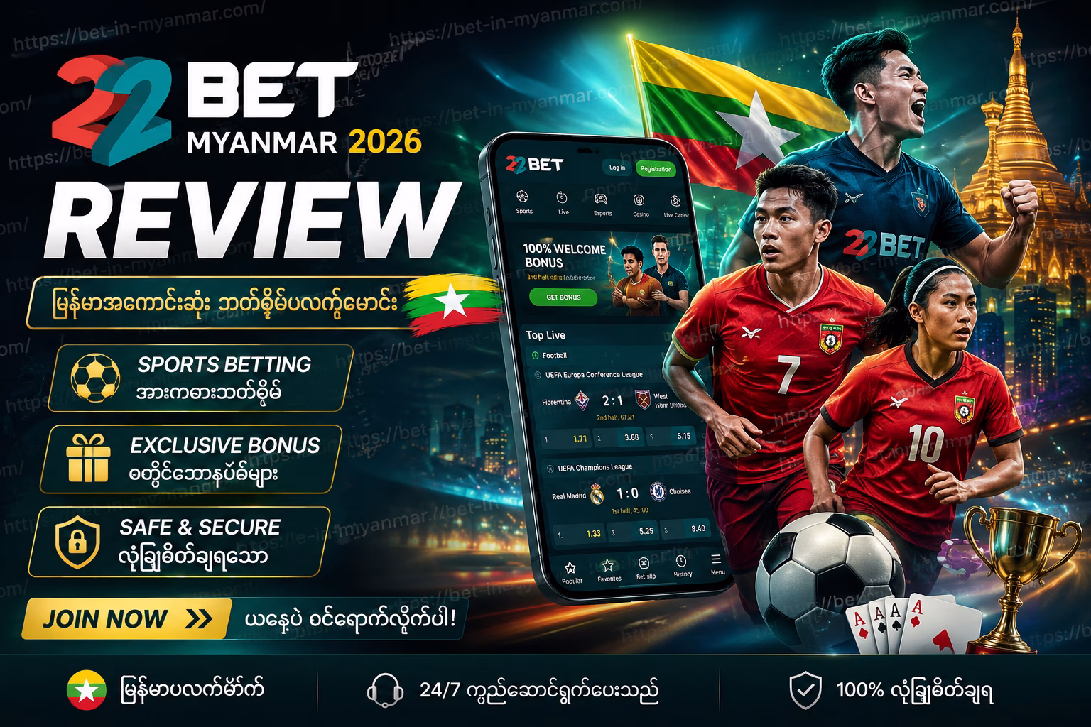 22Bet Myanmar 2026 Review Sports Betting, Bonus & Safe Login Guide မြန်မာ