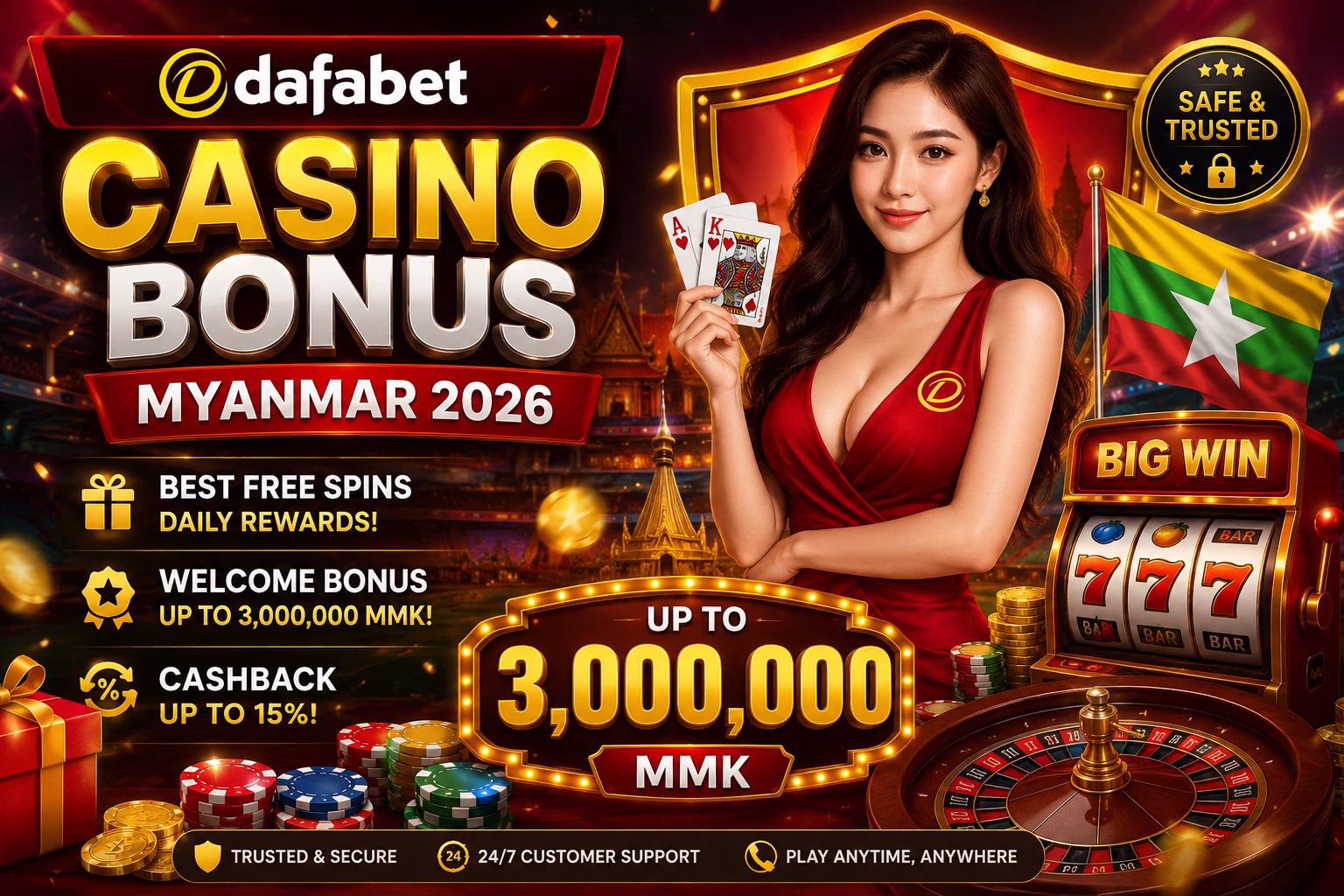 Casino Bonus Myanmar 2026 🎰 Best Free Spins, Welcome Bonus & Cashback | ကာစီနို ဘောနပ်စ်