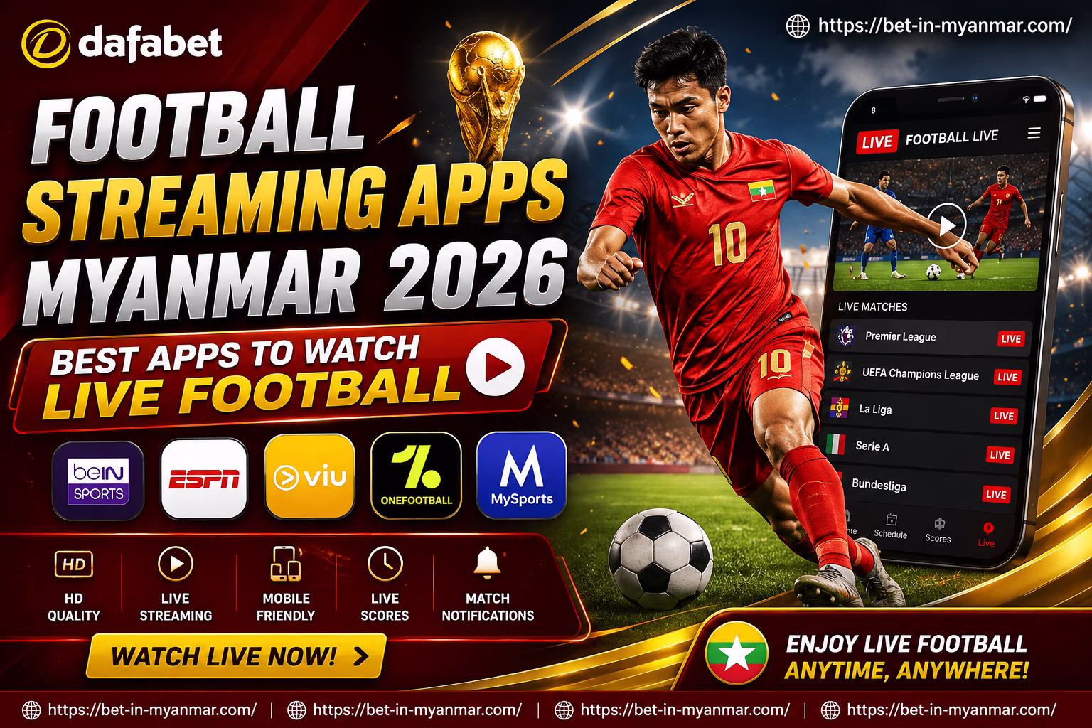 Football Streaming Apps Myanmar 2026 Best Apps to Watch Live Football | မြန်မာဘောလုံး Live ကြည့်ရန်
