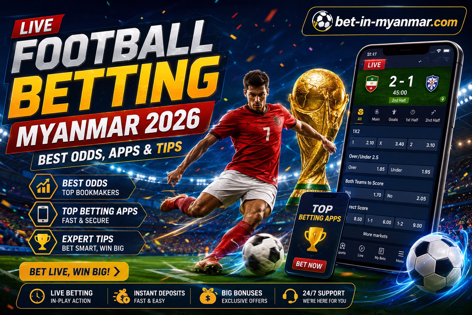 Live Football Betting Myanmar 2026 In-Play Odds, Apps & Winning Guide | ဘောလုံး Live Betting မြန်မာ