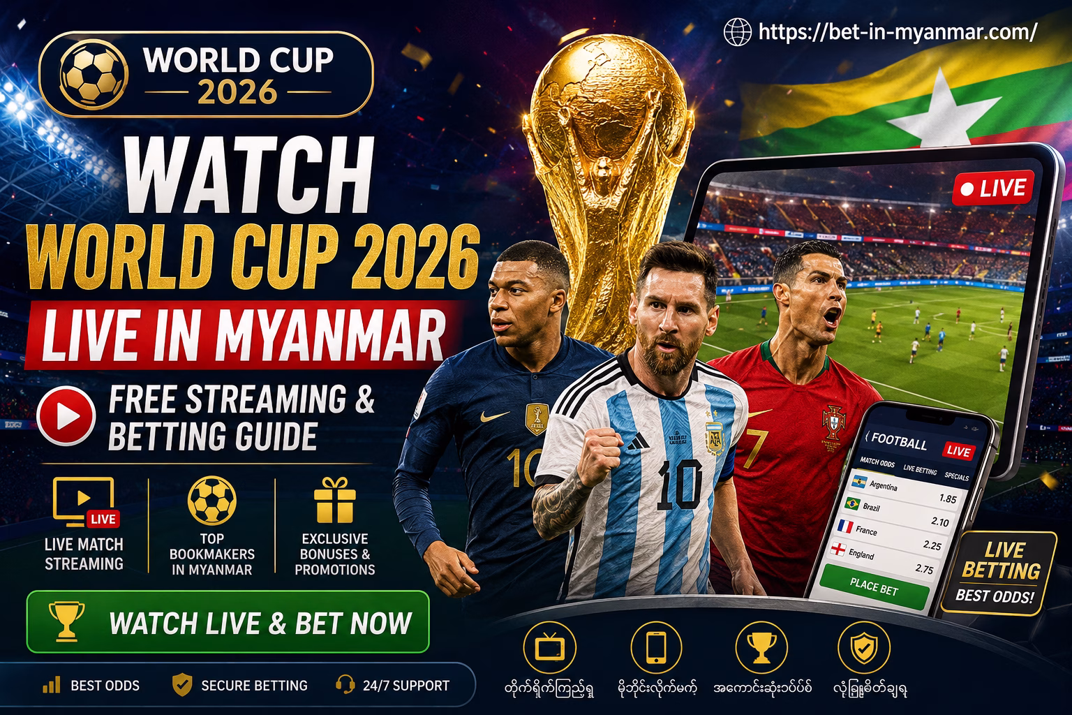 Watch World Cup 2026 Live in Myanmar မြန်မာနိုင်ငံမှ World Cup Live ကြည့်နည်