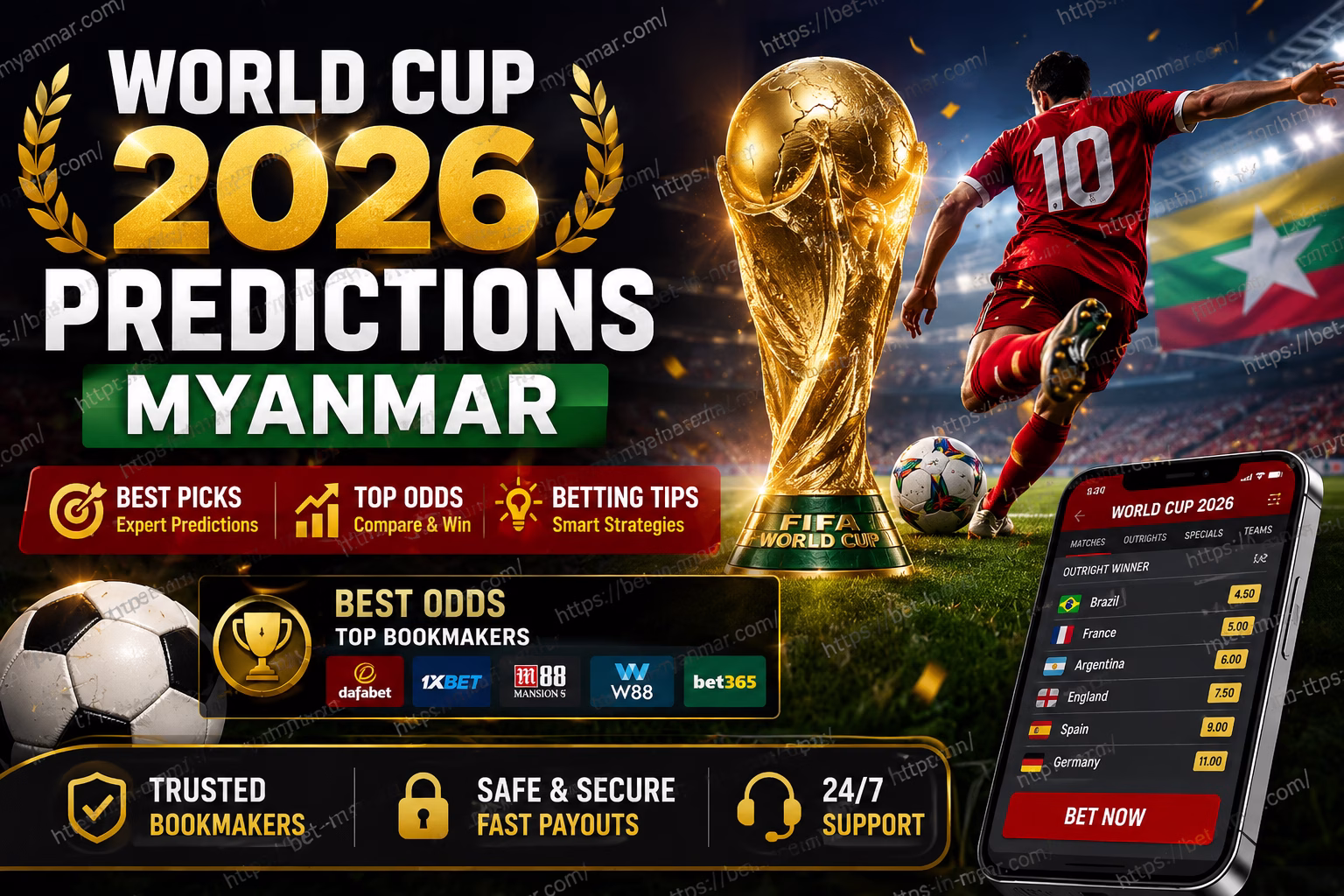World Cup 2026 Predictions Myanmar Best Picks, Odds & Betting Tips | မြန်မာ ဘောလုံးခန့်မှန်းချက်